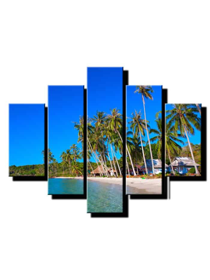 5 dielny obraz palmy na plazi-Viac dielny obraz-moderne obrazy na stenu