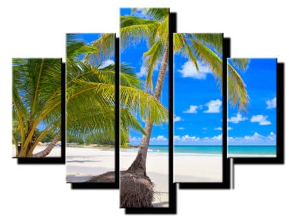 5 dielny obraz palmy na plazi-Viac dielny obraz-moderne obrazy na stenu