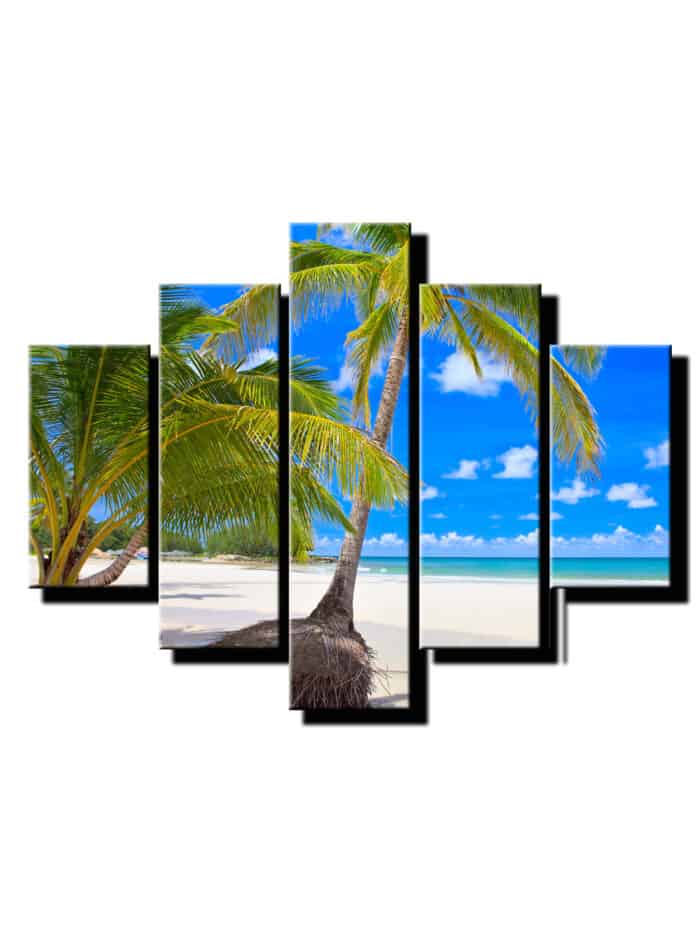 5 dielny obraz palmy na plazi-Viac dielny obraz-moderne obrazy na stenu