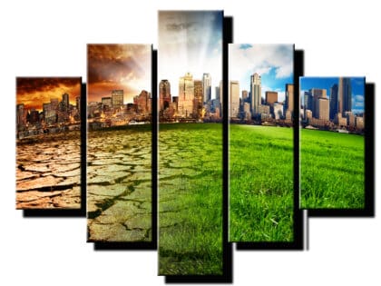 5 dielny obraz paralelné mesto-Viac dielny obraz-moderne obrazy na stenu