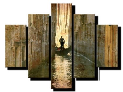 5 dielny obraz plavba ulicami benátok-Viac dielny obraz-moderne obrazy na stenu