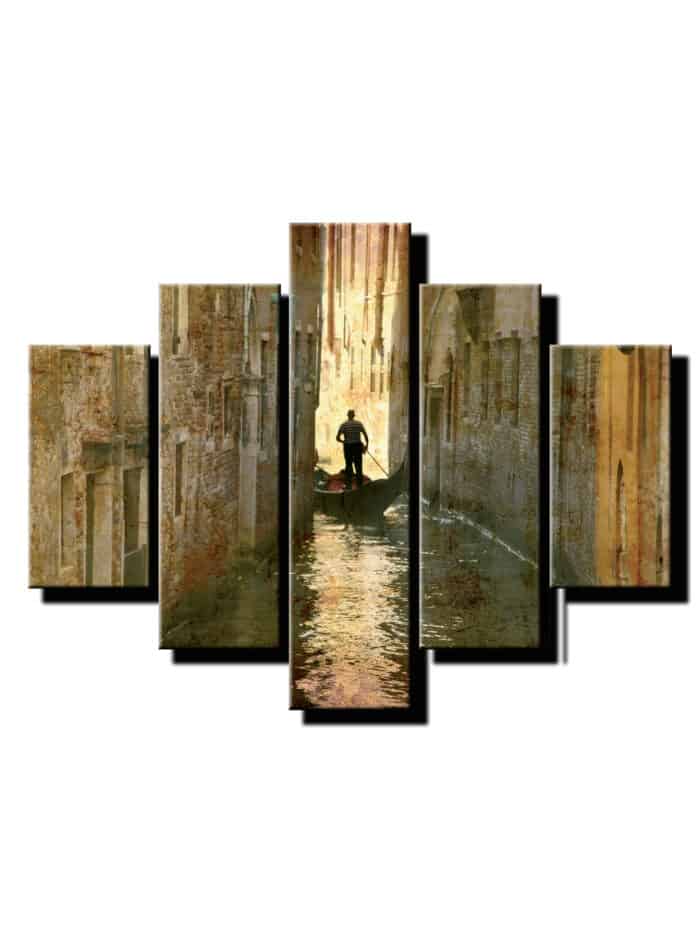 5 dielny obraz plavba ulicami benátok-Viac dielny obraz-moderne obrazy na stenu