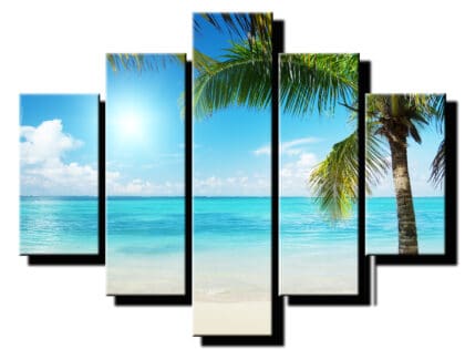 5 dielny obraz plaz s palmou detail-Viac dielny obraz-moderne obrazy na stenu