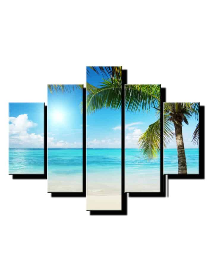 5 dielny obraz plaz s palmou detail-Viac dielny obraz-moderne obrazy na stenu