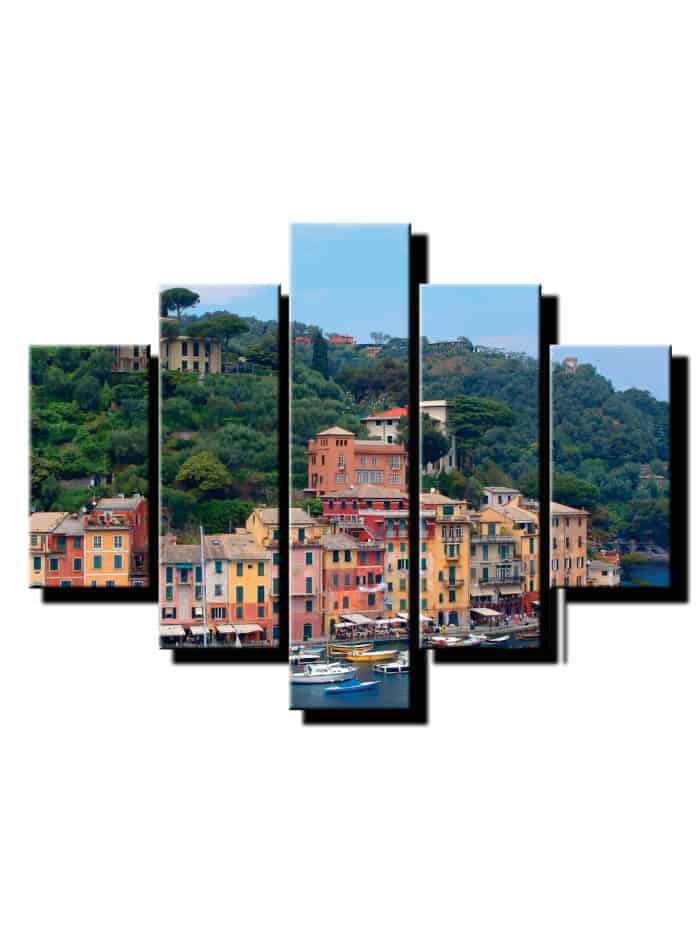 5 dielny obraz pobrežné mesto-Viac dielny obraz-moderne obrazy na stenu