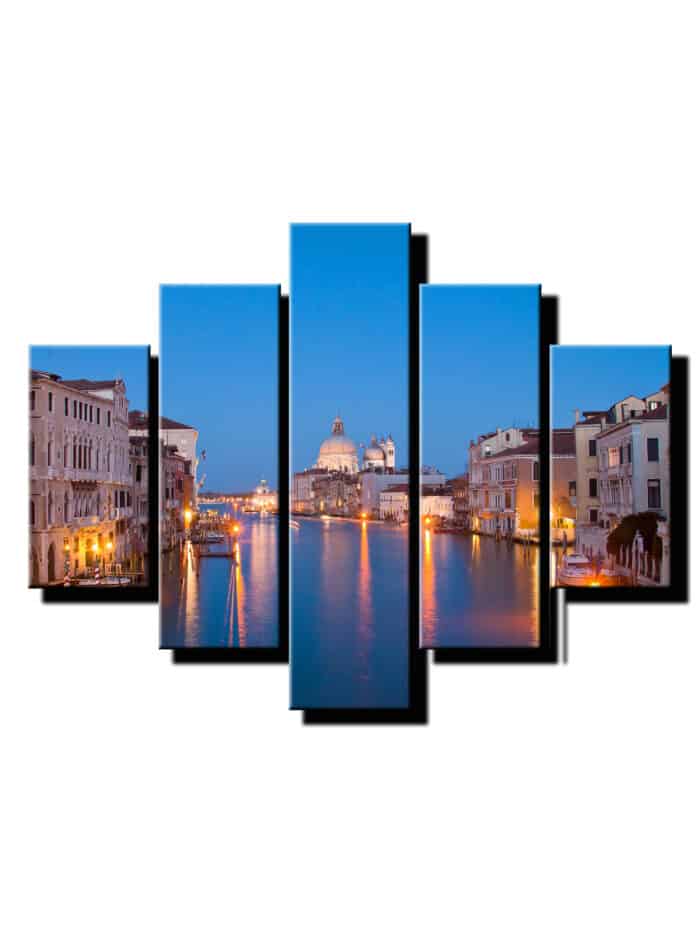 5 dielny obraz pohľad na mesto z člna-Viac dielny obraz-moderne obrazy na stenu