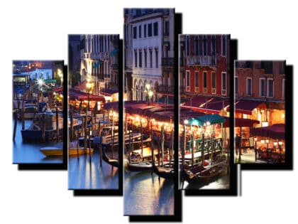 5 dielny obraz rušné benátky v noci-Viac dielny obraz-moderne obrazy na stenu