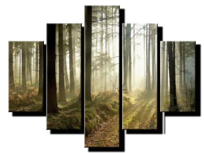 5 dielny obraz slnecne luce v hore-Viac dielny obraz-moderne obrazy na stenu