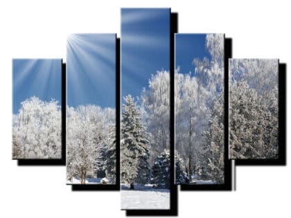 5 dielny obraz slnecne luce v zime-Viac dielny obraz-moderne obrazy na stenu