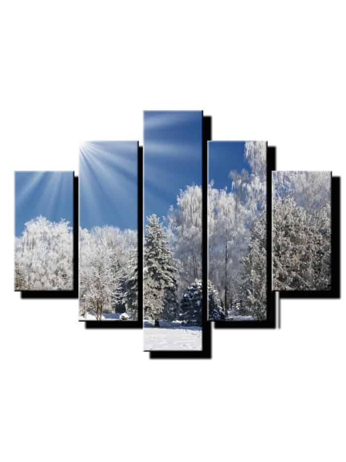 5 dielny obraz slnecne luce v zime-Viac dielny obraz-moderne obrazy na stenu