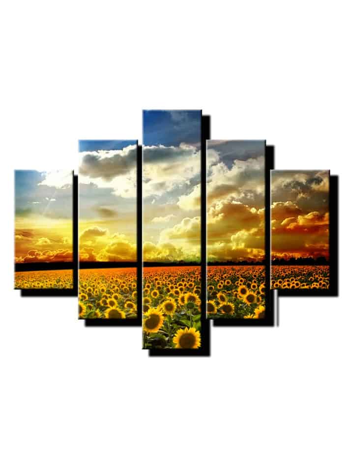 5 dielny obraz slnecnice v poli-Viac dielny obraz-moderne obrazy na stenu