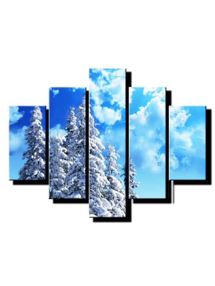 5 dielny obraz sneh na stromoch-Viac dielny obraz-moderne obrazy na stenu