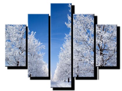 5 dielny obraz sneh na stromoch-Viac dielny obraz-moderne obrazy na stenu