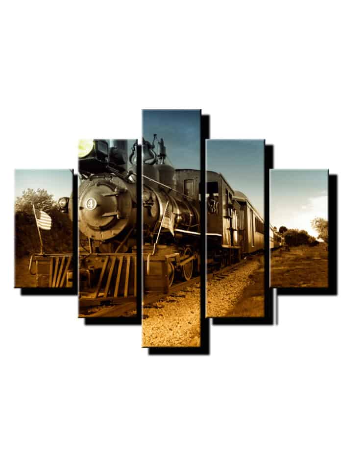 5 dielny obraz stary vlak-Viac dielny obraz-moderne obrazy na stenu