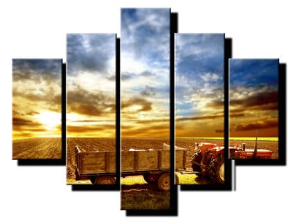 5 dielny obraz traktor na poli-Viac dielny obraz-moderne obrazy na stenu