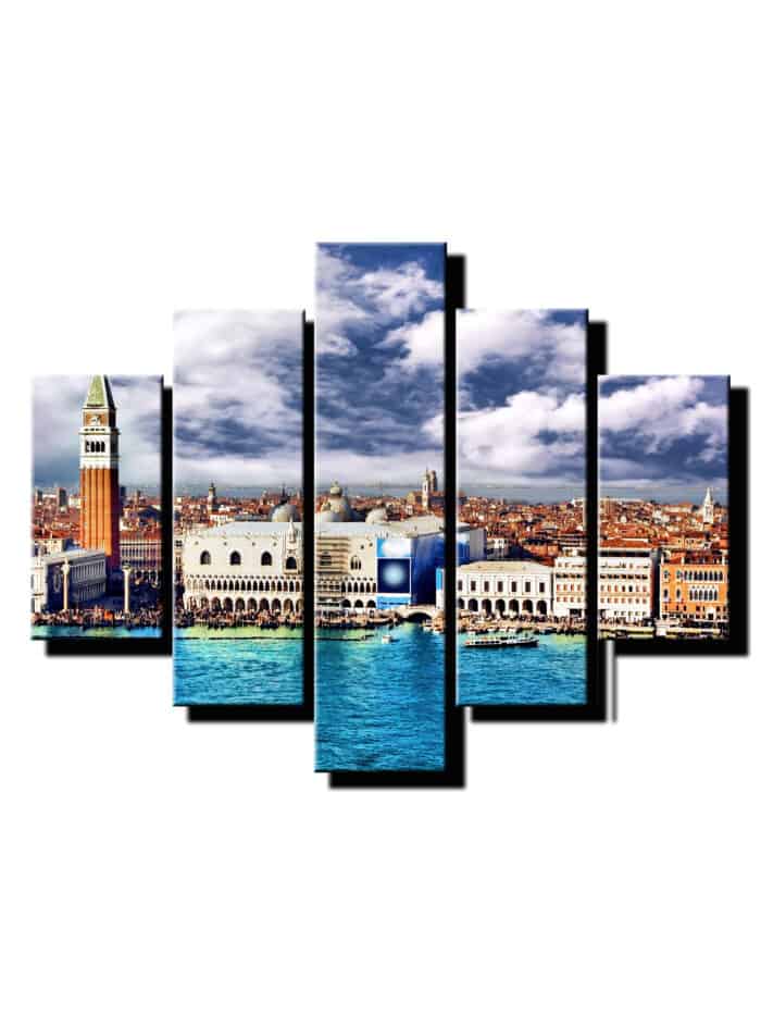 5 dielny obraz výhľad na ranné mesto-Viac dielny obraz-moderne obrazy na stenu