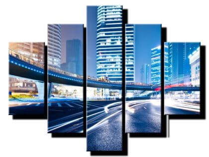 5 dielny obraz vysvietene mesto-Viac dielny obraz-moderne obrazy na stenu