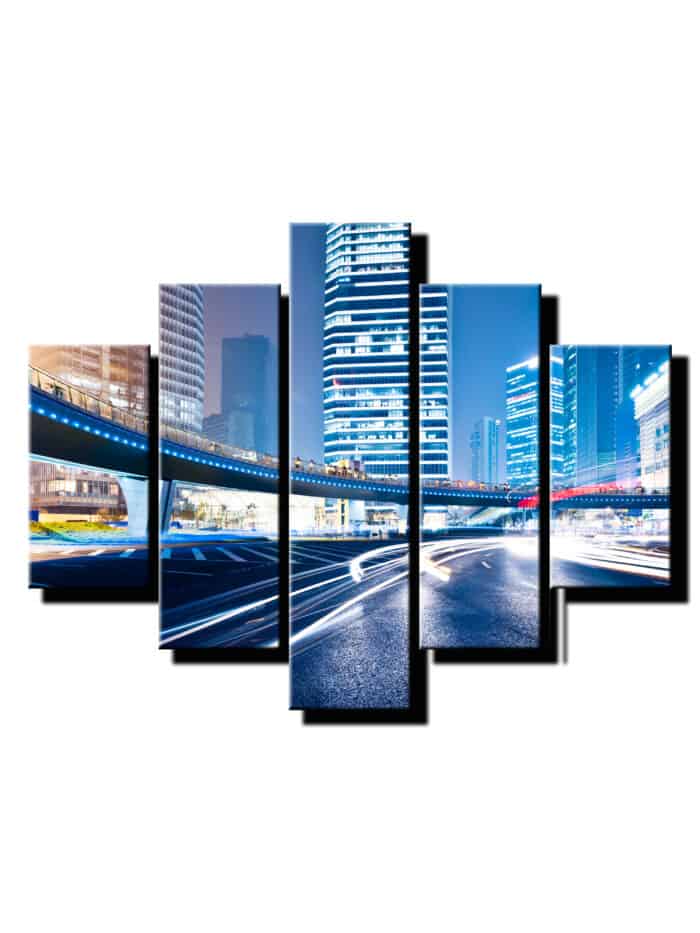 5 dielny obraz vysvietene mesto-Viac dielny obraz-moderne obrazy na stenu