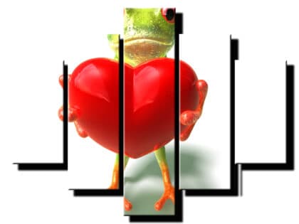 5 dielny obraz zaba so srdcom-Viac dielny obraz-Moderne obrazy na stenu-Obraz na stenu