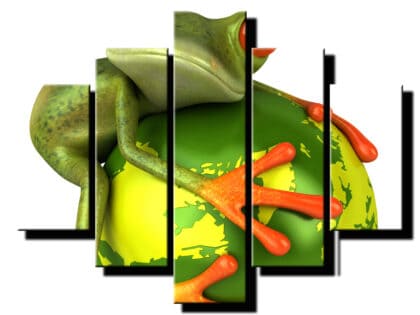 5 dielny obraz zaba so zemegulou-Viac dielny obraz-Moderne obrazy na stenu-Obraz na stenu