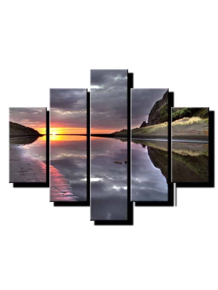 5 dielny obraz západ slnka nad jazerom-Viac dielny obraz-moderne obrazy na stenu