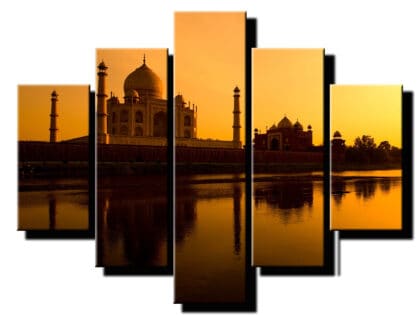 5 dielny obraz západ slnka nad obydlím-Viac dielny obraz-moderne obrazy na stenu