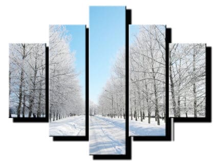 5 dielny obraz zasnezena cesta-Viac dielny obraz-moderne obrazy na stenu