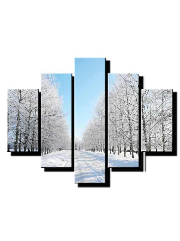 5 dielny obraz zasnezena cesta-Viac dielny obraz-moderne obrazy na stenu