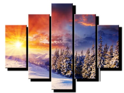 5 dielny obraz zima hory-Viac dielny obraz-moderne obrazy na stenu