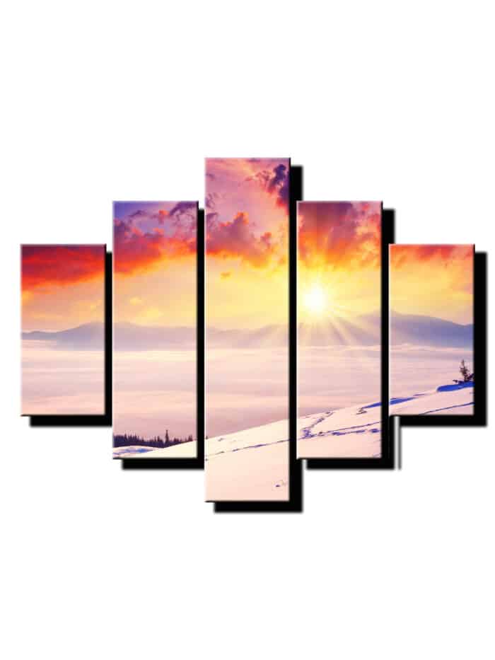 5 dielny obraz zima na horach-Viac dielny obraz-moderne obrazy na stenu