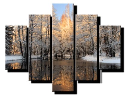 5 dielny obraz zima v lese-Viac dielny obraz-moderne obrazy na stenu