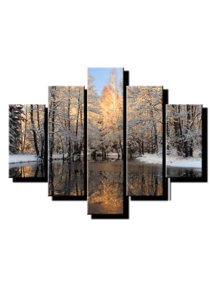 5 dielny obraz zima v lese-Viac dielny obraz-moderne obrazy na stenu