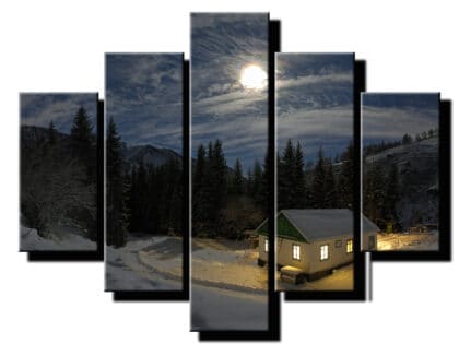5 dielny obraz zimna krajina v noci-Viac dielny obraz-moderne obrazy na stenu