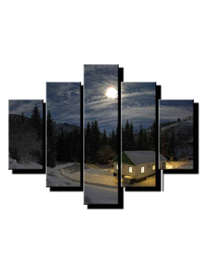 5 dielny obraz zimna krajina v noci-Viac dielny obraz-moderne obrazy na stenu