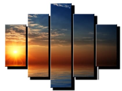 5 dieny obraz zapad slnka pri mori-Viac dielny obraz-moderne obrazy na stenu