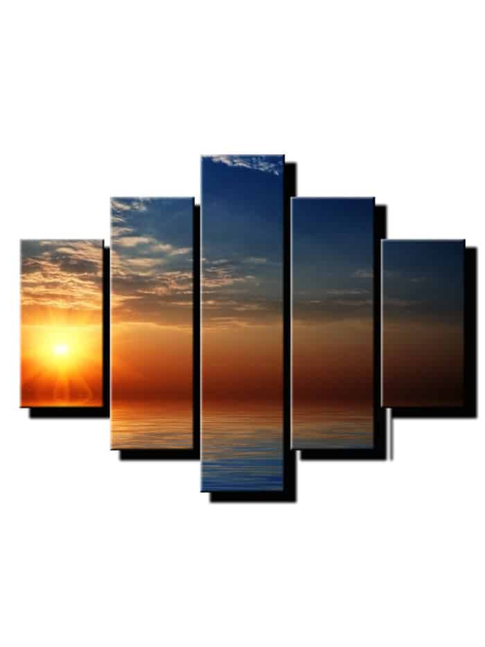 5 dieny obraz zapad slnka pri mori-Viac dielny obraz-moderne obrazy na stenu
