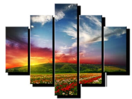 5dielny obraz cervena obloha -viac dielny obraz-onlinefotka