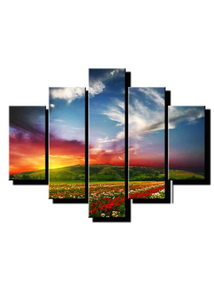 5dielny obraz cervena obloha -viac dielny obraz-onlinefotka