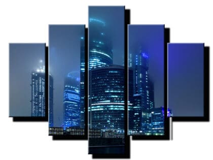 5dielny obraz mrakodrapy v noci-viac dielny obraz-onlinefotka