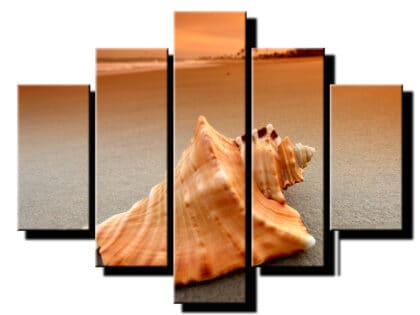 5dielny obraz musla na plazi-viac dielny obraz-moderne obrazy na stenu