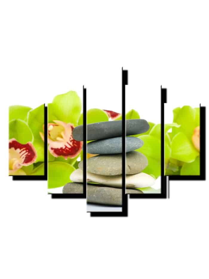 5dielny obraz naukladane kamene a orchidea-viac dielny obraz-onlinefotka