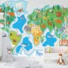 detska mapa sveta so zvieratami a s vodou okolo mapy-Detska mapa sveta na stenu-Onlinefotka.sk